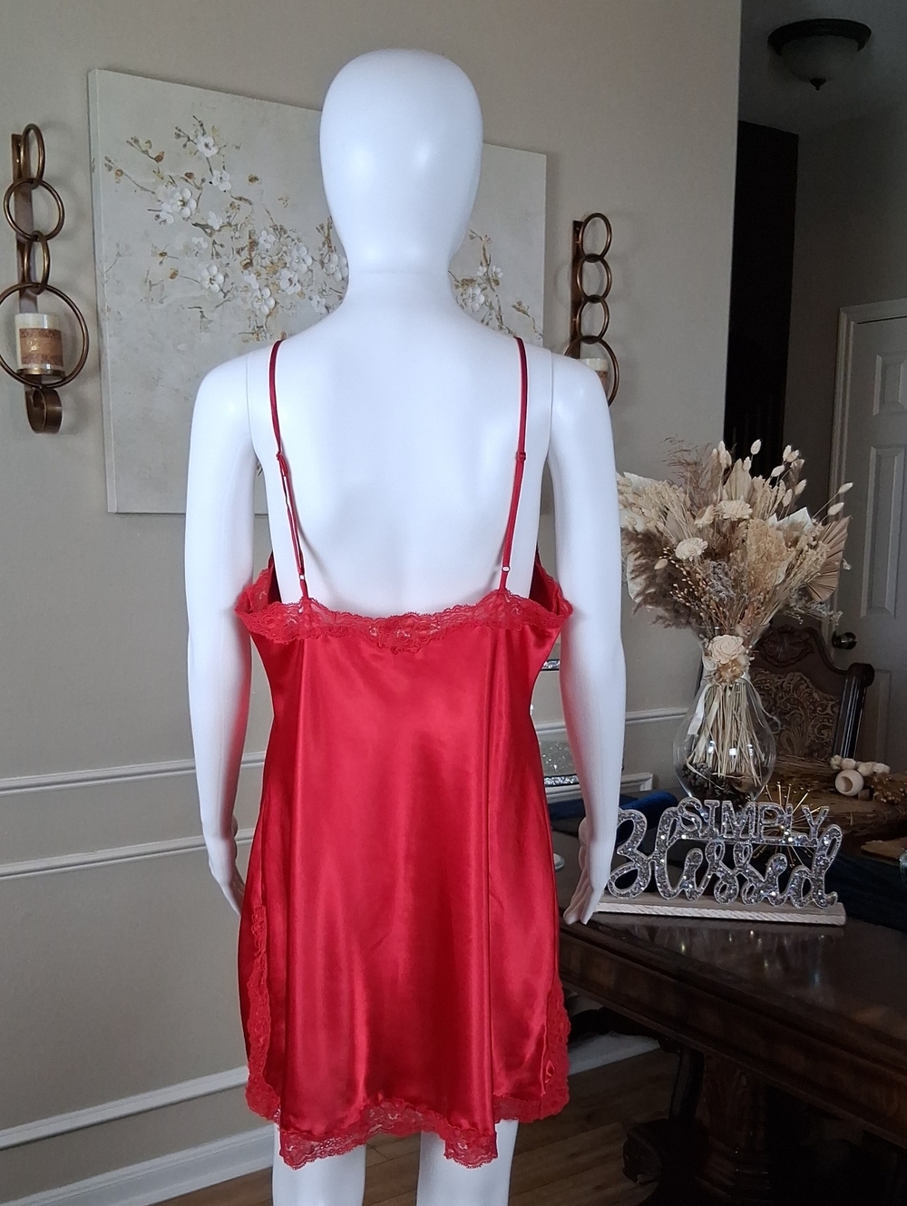 Victoria's Secret Women's Red Lace Trim Slip Mini Dress - Women's Lingerie Large - Picture 14 of 16